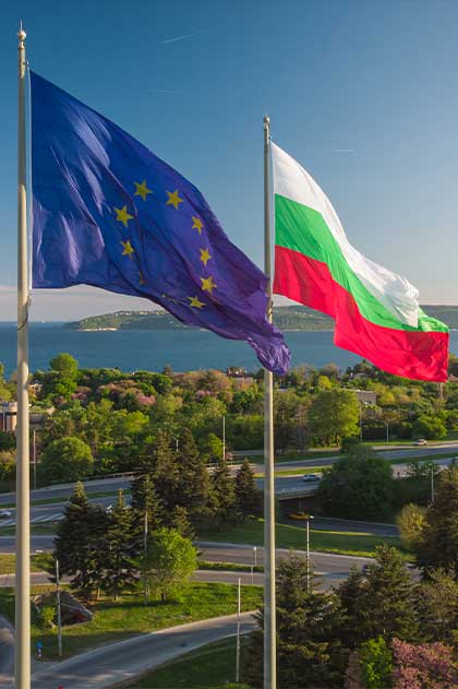 Drapeau Europe avec drapeau Bulgarie